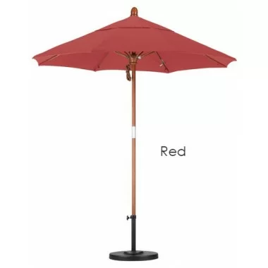California Umbrella 11' FGlass Market Umbrella Pulley Open DV Marenti Wood - Olefin