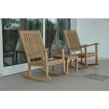 Anderson Teak Del-Amo Rocking Chair with Bahama 20" Square Mini Side Table 1