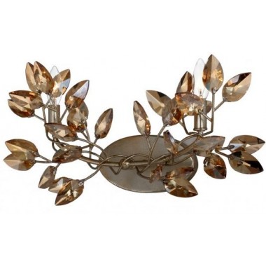 Silver Leaf with and Antique Gold Paint and Champagne crystals