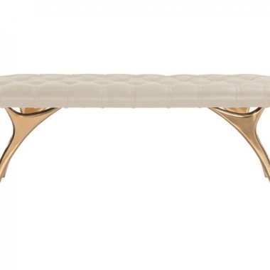 Sunpan Taylen Bench Cream Leather - Front Angle