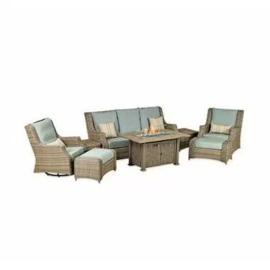 Patio Resort Lifestyle Rome Platinum 8-Piece Fire Deep Seating Group