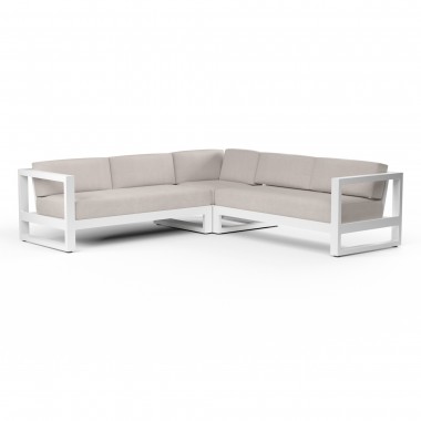 Newport Sectional in Canvas Natural, No Welt - Front Side Angle