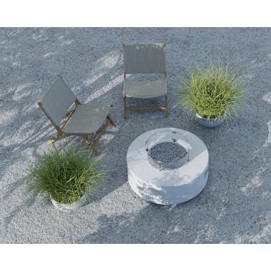 Sunset West Gravelstone Round Fire Table w/ Glass Surround