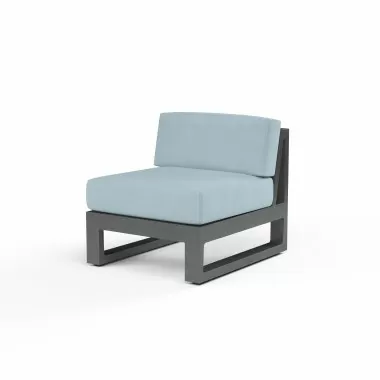 Redondo Armless Club in Canvas Skyline, No Welt - Front Side Angle