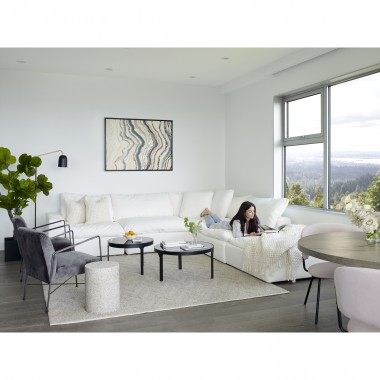 Moe's Home Collection Clay Modular Sectional Performance Fabric in White - Lifestyle