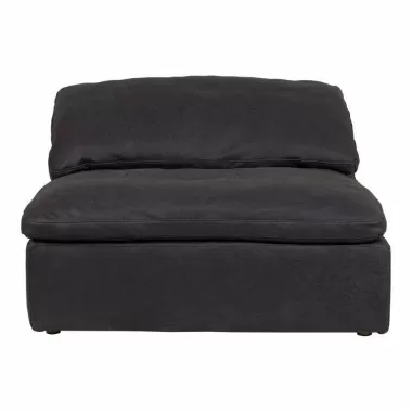 Moe's Home Collection Clay Slipper Chair Nubuck Leather in Black - Front Angle