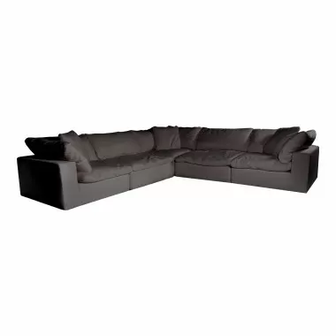 Moe's Home Collection Clay Classic Modular Sectional Performance in Fabric Light Grey - Front Angle
