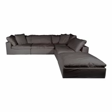 Moe's Home Collection Clay Dream Modular Sectional Performance in Fabric Light Grey - Front Side Angle