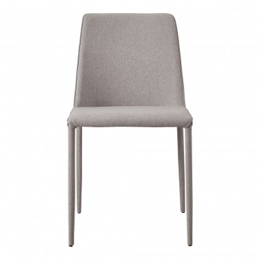 Moe's Home Collection Nora Fabric/PU Dining Chair Light Grey/White - Front Angle