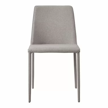 Moe's Home Collection Nora Fabric/PU Dining Chair Light Grey/White - Front Angle