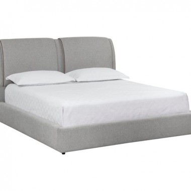Sunpan Lowe Bed Queen / King - Belfast Heather Grey - Front Side Angle