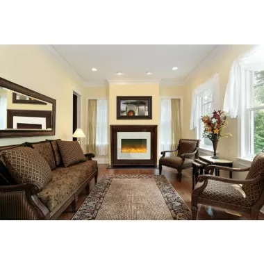 Amantii Electric Fireplace Zero Clearance Unit 30" with 32" x 26" White Glass Surround