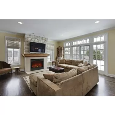 mantii 31" Zero Clearance Fireplace with 32" x28" Arch Steel Surround - Lifestyle