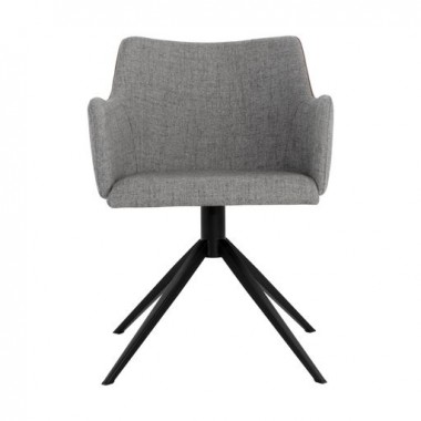 Sunpan Griffin Swivel Dining Armchair in November Grey - Bravo Cognac - Front Angle