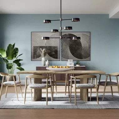 Sunpan Jeremy Dining Armchair in Weathered Oak-Dove Cream - Lifestyle