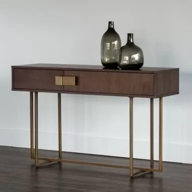 Sunpan Jade Console Table Antique Brass-Dark Mango - Lifestyle