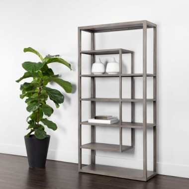 Sunpan Kenzie Bookcase in Grey - Lifestyle