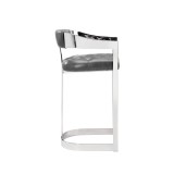 Sunpan Beaumont Barstool in Stainless Steel And Cantina Magnetite - Side