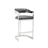 Sunpan Beaumont Barstool in Stainless Steel And Cantina Magnetite - Angled