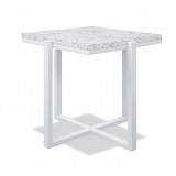 Square End Table With Honed Carrara Marble - Frost in Front Side Angle