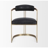 Mercana Hollyfield II Black Leather Seat Gold Iron Frame Dining Chair Front