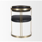 Mercana Hollyfield II Black Leather Seat Gold Iron Frame Dining Chair Back