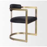Mercana Hollyfield II Black Leather Seat Gold Iron Frame Dining Chair Side