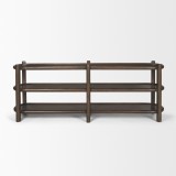 Mercana Romi Dark Brown Wood With 3 Shelves Oval Console Table Front