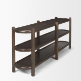Mercana Romi Dark Brown Wood With 3 Shelves Oval Console Table