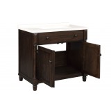 Crawford and Burke Almada 37" Dark Brown Single Bathroom Vanity, Front Open Angle