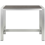 Modway Shore Outdoor Patio Aluminum Rectangle Bar Table - Silver Gray - Front Angle