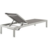Modway Shore 2 Piece Outdoor Patio Aluminum Set - Silver Gray - Reclined Chaise in Back Side Angle
