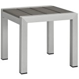 Modway Shore 6 Piece Outdoor Patio Aluminum Sectional Sofa Set - Silver Gray - Side Table in Front Side Angle
