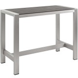 Modway Shore 7 Piece Outdoor Patio Aluminum Dining Set - Silver Gray - Table in Front Side Angle