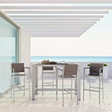 Modway Shore 5 Piece Outdoor Patio Aluminum Dining Set - Silver Gray - Lifestyle