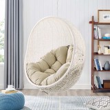 Modway Hide Sunbrella® Fabric Swing Outdoor Patio Lounge Chair Without Stand - White Beige - Lifestyle