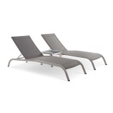 Modway Savannah 3 Piece Outdoor Patio Mesh Set - Gray - Set in Front Side Angle