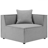 Modway Saybrook Outdoor Patio Upholstered 8-Piece Sectional Sofa - Gray - Corner Chair in Front Angle