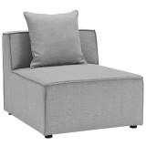 Modway Saybrook Outdoor Patio Upholstered 8-Piece Sectional Sofa - Gray - Armless Chair in Front Side Angle