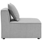 Modway Saybrook Outdoor Patio Upholstered 8-Piece Sectional Sofa - Gray - Armless Chair in Side Angle