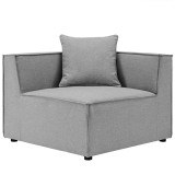 Modway Saybrook Outdoor Patio Upholstered 10-Piece Sectional Sofa - Gray - Corner Chair in Front Angle