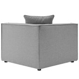 Modway Saybrook Outdoor Patio Upholstered 10-Piece Sectional Sofa - Gray - Corner Chair in Back Angle