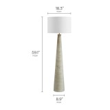 Modway Saylor Carved Ribbed Wood Floor Lamp With Drum Shade 7