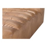 Moe's Home Collection Ramsay Leather Chaise - Tan - Seat Closeup Angle