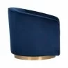 Sunpan Hazel Swivel Lounge Chair in Gold - Navy Blue Sky - Side Angle - Sunpan Hazel Swivel Lounge Chair in Gold - Navy Blue Sky - Side Angle