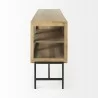 Mercan Arelius Light Brown Wood Black Metal Base w/ 4 Glass Cabinet Doors Sideboard Side - Mercan Arelius Light Brown Wood Black Metal Base w/ 4 Glass Cabinet Doors Sideboard Side