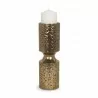 Mercana Akira Large Hammered Gold Metal Pillar Candle Holder - Mercana Akira Large Hammered Gold Metal Pillar Candle Holder