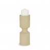 Mercana Akira Small Textured Beige Metal Pillar Candle Holder