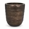 Mercana Aivana Extra Large Antiqued Gold Metal Floor Vase Front - Mercana Aivana Extra Large Antiqued Gold Metal Floor Vase Front