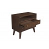 Alpine Furniture Flynn Large Nightstand, Walnut - Front Side Opened Angle